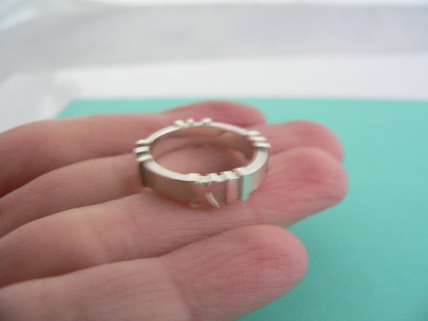 Tiffany & Co Silver Atlas Ring Band Sz 6 Mint Etched Gift Love Roman Numeral