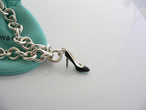 Tiffany & Co Silver Enamel Shoe Bracelet Bangle Charm Pendant Gift Pouch Clasp