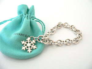Tiffany & Co Silver Snowflake Snow Flake Bracelet Bangle Chain Rare Pouch Gift