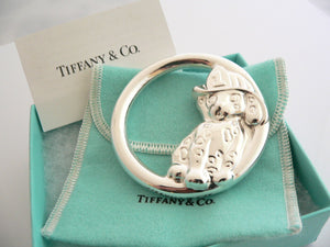 Tiffany & Co Dog Rattle Cute Baby Shower Gift Pouch Fireman Puppy Silver Present