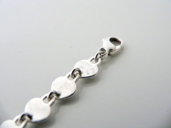 Tiffany & Co Heart Key Hole Link Links Bracelet Bangle Chain Silver Rare 7 Inch