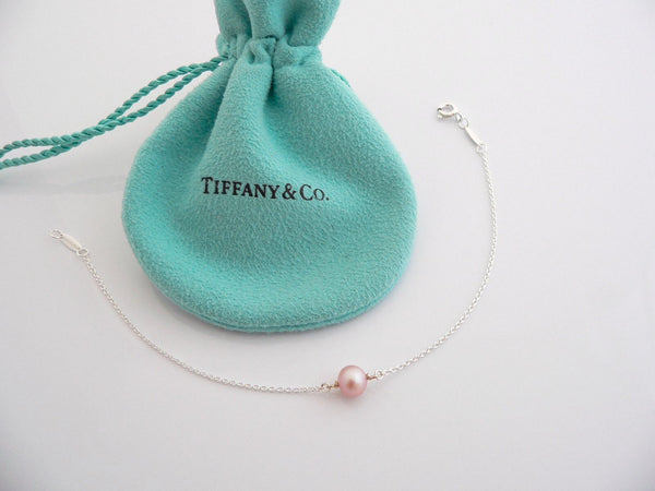 Tiffany & Co Pink Pearl by the Yard Bracelet Silver Peretti Pearl Bracelet Bangle Gift Pouch 7.5 Inches