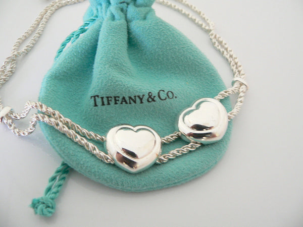 Tiffany & Co Heart Necklace Pendant Charm Love Gift Pouch Double Rope Chain Art