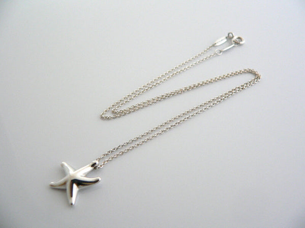 Tiffany & Co Peretti Silver Starfish Star Fish Necklace Pendant Charm Chain Gift