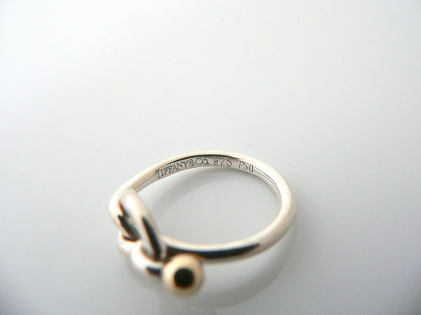Tiffany & Co Silver 18K Gold Love Knot Ring Band Sz 5.75 Gift love Statement