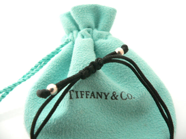 Tiffany & Co ERA Black Double Rope T & Co Cube Bracelet Bangle Silver Gift Pouch