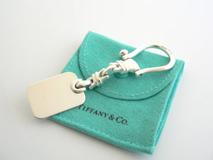 Tiffany & Co Silver Rectangle Link Key Ring Key Chain Keychain Engravable Gift