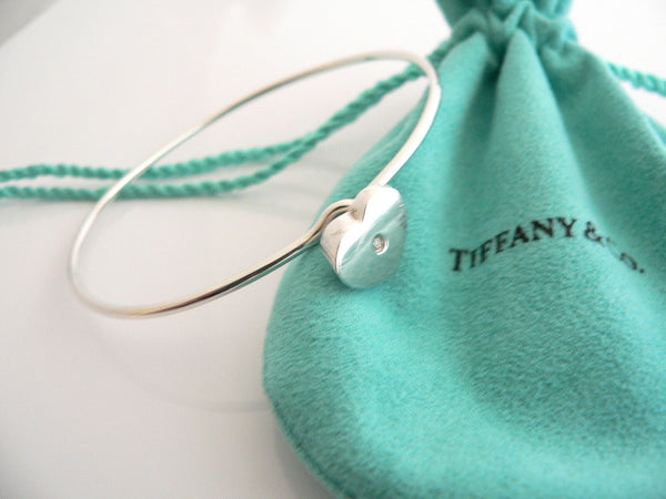 Tiffany Co Diamond Bangle Silver Modern Heart Bracelet Gift Love Pouch T and Co