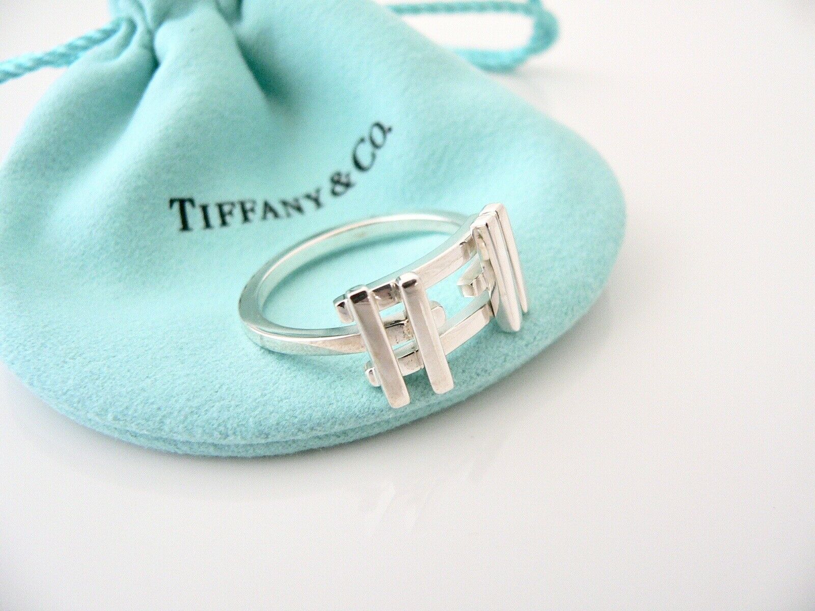 Tiffany & Co Axis Ring Band Sz 11 Pouch Gift Art Frank Gehry Silver Love Classic