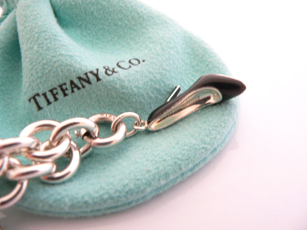 Tiffany & Co Silver Enamel Shoe Bracelet Bangle Charm Pendant Gift Pouch Clasp