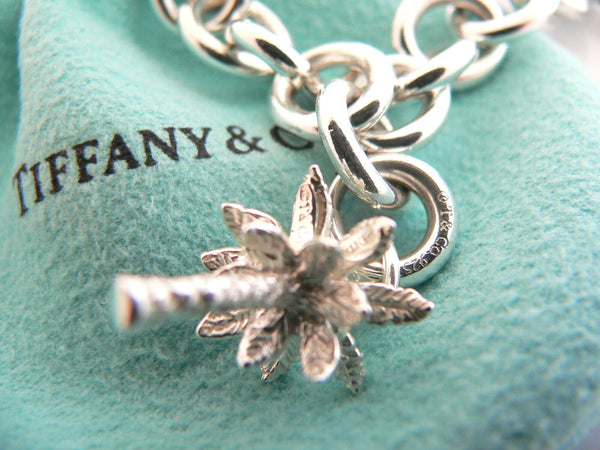 Tiffany & Co Silver Heart Palm Tree Bracelet Bangle Charm Gift Pouch Love 2 in 1