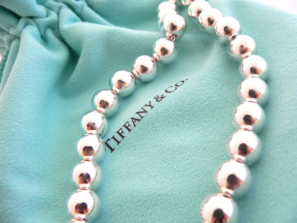 Tiffany & Co Silver 10 mm Ball Bead Necklace 18.4 Inch Chain Gift Pouch Love