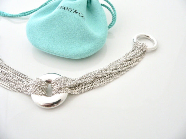 Tiffany & Co Circle Mesh Bracelet Multi Strand Bangle Rare 7.5 Inch Silver Gift