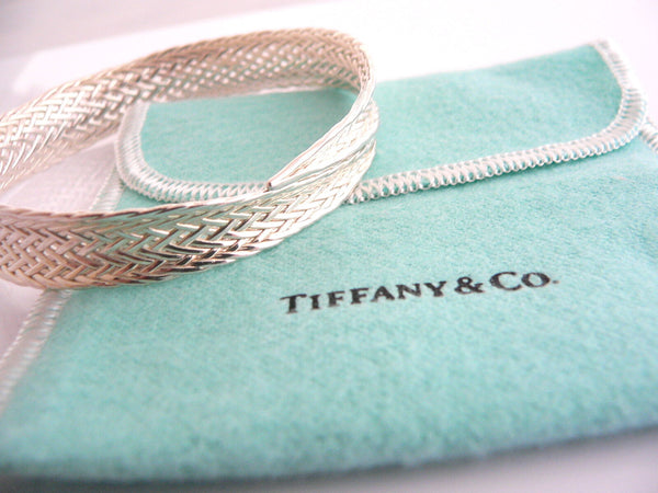 Tiffany & Co Leaf Bracelet Bangle Basket Weave Cuff Bangle Love Gift Pouch Cool