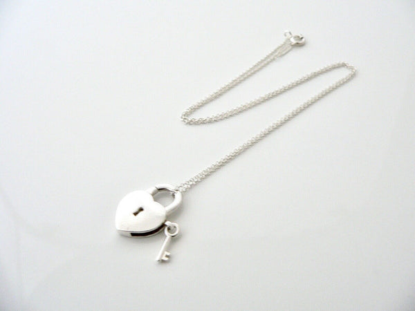 Tiffany & Co Silver Heart Key Padlock Charm Necklace Pendant Bracelet Gift Love