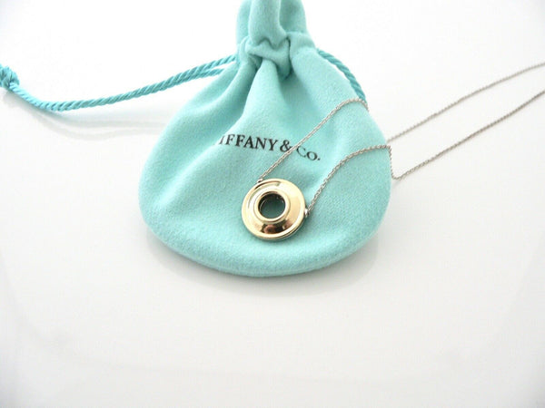 Tiffany & Co Silver 18K Gold Picasso Magic Disc Necklace Pendant Gift Pouch Love