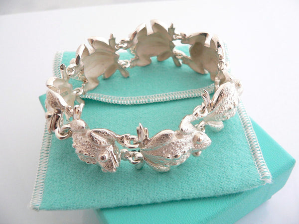 Tiffany & Co Frog Bracelet Silver Nature Link Bangle Clasp Love Gift Pouch Art