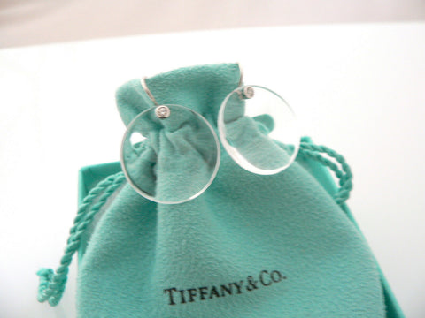 Tiffany & Co Peretti Platinum Diamonds Rock Crystal Disc Dangle Earrings Pouch