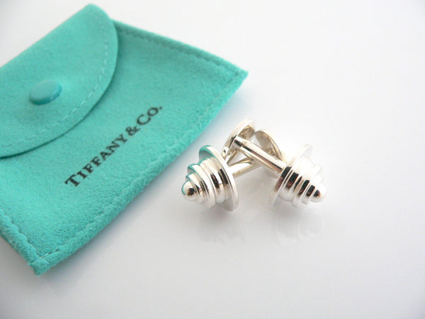 Tiffany & Co Silver Picasso Tiered Round Cuff Link Cufflink Cuff Links Gift Love