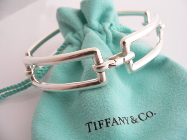 Tiffany & Co Silver Rectangle Link Bracelet Bangle Chain Gift Pouch Love Classic