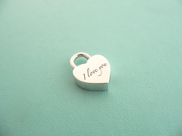 Tiffany & Co Silver I LOVE YOU Heart Padlock Charm Pendant Gift Love Script