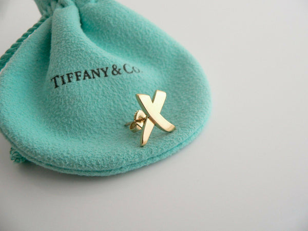 Tiffany & Co Picasso 18K Gold Medium X Kiss Earrings Studs Rare Gift Pouch Love