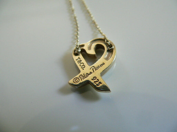 Tiffany & Co Silver Picasso Loving Heart Necklace Pendant 17 in Chain Longer
