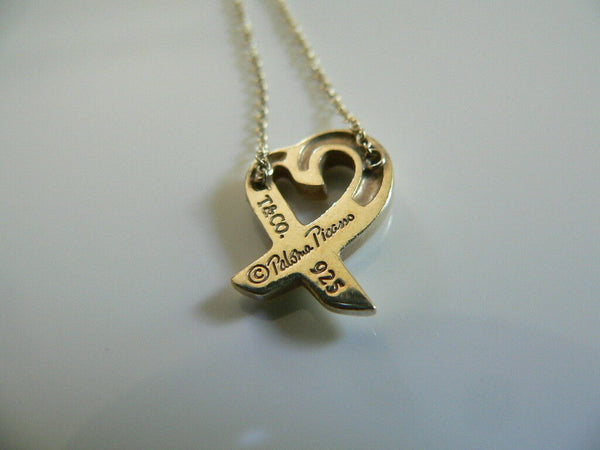Tiffany & Co Silver Picasso Loving Heart Necklace Pendant 17 in Chain Longer
