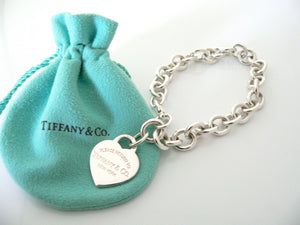 Tiffany & Co Silver Return to Tiffany Heart Tag Bracelet Bangle 8.5 Inch Longer