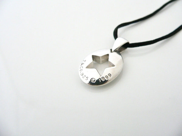 Tiffany & Co Star Stencil Charm on Silk Cord Necklace Pendant Silver Gift Love