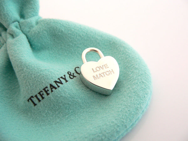 Tiffany & Co Silver Love Match Heart Padlock Pendant Charm Rare Pouch Gift Cool