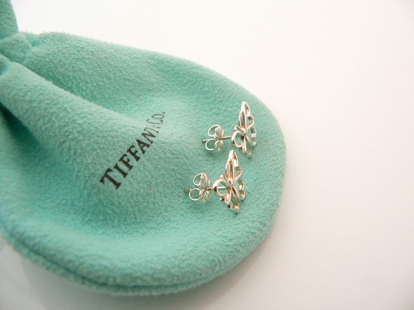 Tiffany & Co Butterfly Earrings Studs Nature Lover Garden Stencil Silver Gift