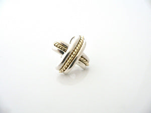 Tiffany & Co 18K Gold Silver Signature X Omega Backs T Co Large SINGLE EARRING