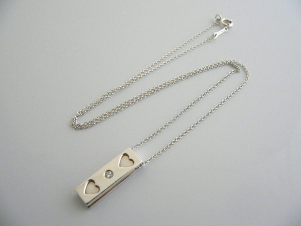 Tiffany & Co Silver Picasso Diamond Heart Bar Necklace Pendant Gift Love