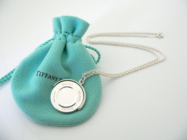 Tiffany & Co Heads Tails Necklace Coin Flip  Pendant Charm Chain Love Gift Pouch