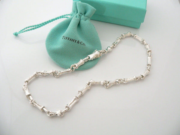 Tiffany & Co Bamboo Necklace Link Pendant Silver Nature Chain Gift Pouch Love