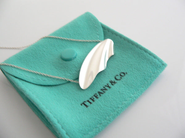 Tiffany & Co Wave Necklace Pendant Sculpture Charm 17 Inch Love Gift Pouch Art