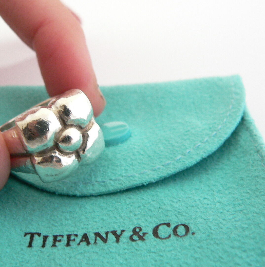 Tiffany & Co Flower Ring Silver Picasso Nature Fiore Band 5.75 Love Gift Pouch