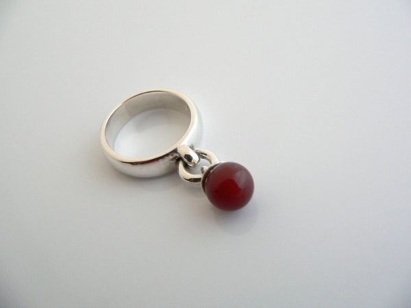 Tiffany & Co Silver Carnelian Fascination Dangling Dangle Ring Band Sz 6.25 Gift