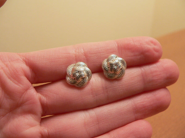 Tiffany & Co Silver Flower Weave Knot Earrings Studs Rare Love Gift Anniversary