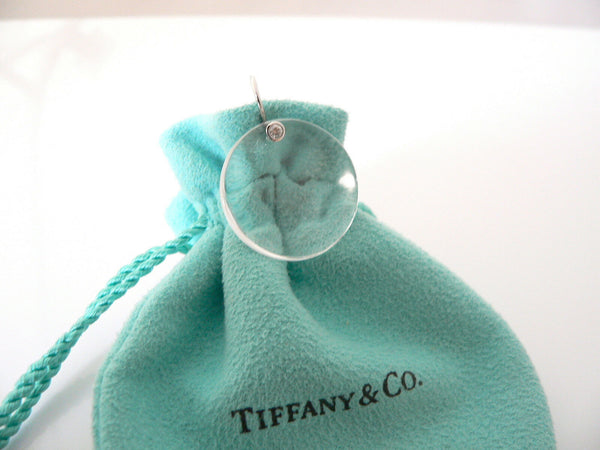 Tiffany & Co Peretti Platinum Diamonds Rock Crystal Disc Dangle Earrings Pouch