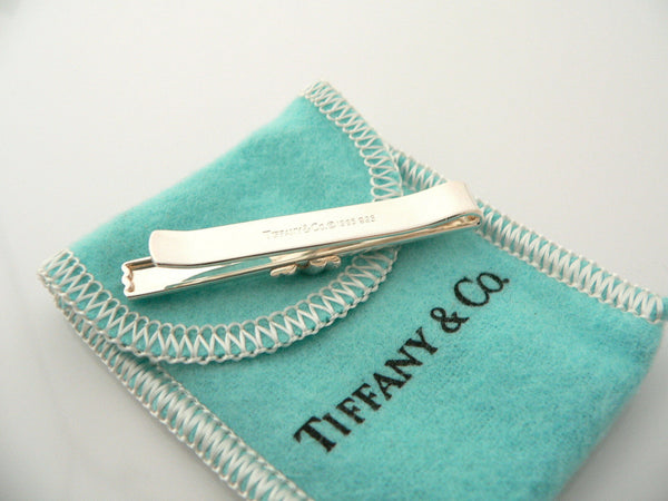 Tiffany & Co Silver Signature Tie Money Clip Gift Pouch Man