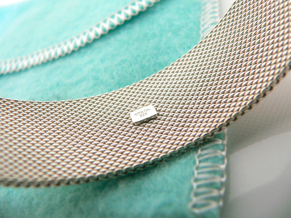 Tiffany & Co Silver Wide Somerset Mesh Weave Bracelet Bangle Gift Love Pouch
