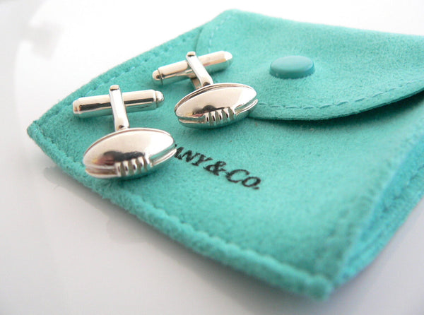 Tiffany & Co Silver Football Cuff Link Cufflink Rare Gift Pouch Sports Lover