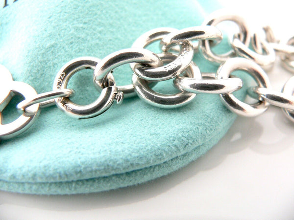 Tiffany & Co Blue Enamel Heart Bracelet Silver Bangle Charm Clasp Gift Pouch Art