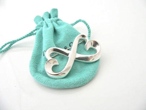 Tiffany & Co Silver Picasso Double Loving Heart Pin Brooch Gift Love Pouch