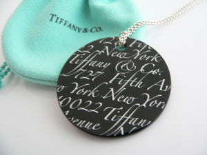 Tiffany & Co Notes Necklace Onyx Round Circle Silver Black Pendant Love Gift Art