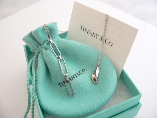 Tiffany & Co 18K Gold Paper Clip Necklace Pendant Charm Gift Pouch Love Dangling