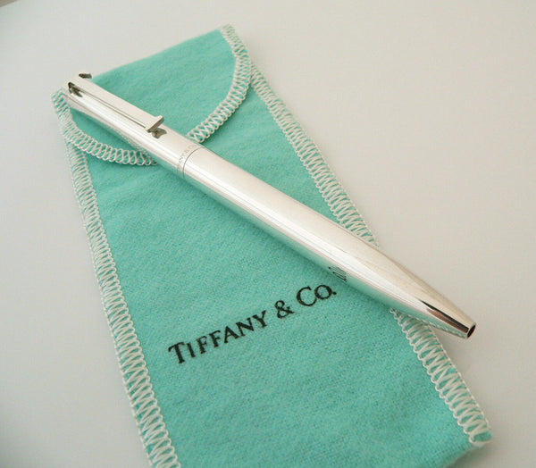 Tiffany & Co Pen Ball Pen Silver Executive T Clip Ballpen Office Gift Pouch Cool