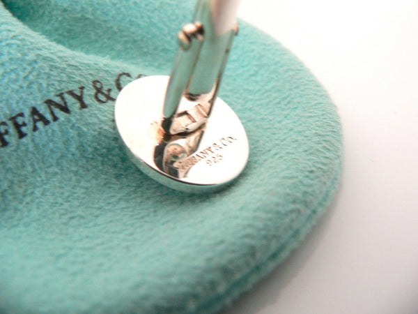 Tiffany & Co Silver Oval Cuff Links Cufflinks Engravable Personalize Gift Pouch